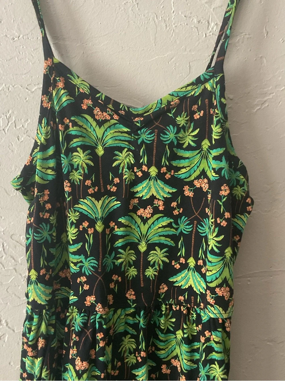 Old Navy Black & Green Tropical Print Girls' Romper